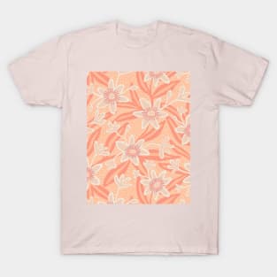 Abstract passiflora flowers in peach fuzz T-Shirt